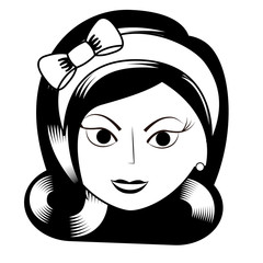 retro woman character icon vector illustration design