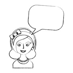 Obraz premium retro woman with speech bubble isolated icon vector illustration design