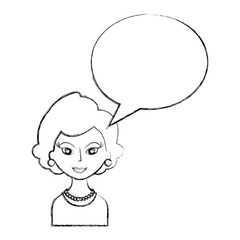 retro woman with speech bubble isolated icon vector illustration design