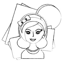 retro woman character icon vector illustration design