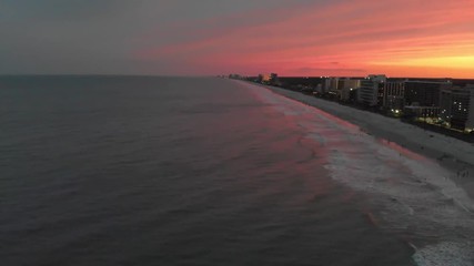 Panoramic aerial view of Myrtle Beach skyline at sunset, South Carolina