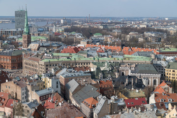 Riga, die Hauptstadt Lettlands, aus der Vogelperspektive