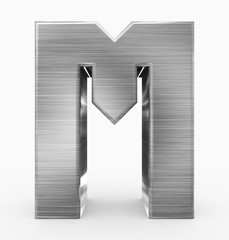 letter M 3d cubic metal isolated on white