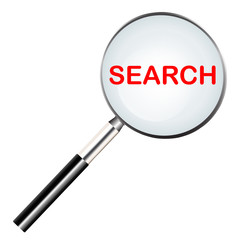 Word of search highlighted with red color in magnifier icon or searching icon - 207434107