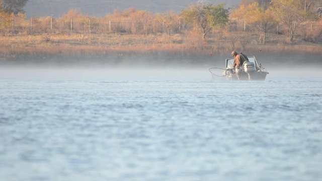 Boat drifting on Columbia River Salmon fishing