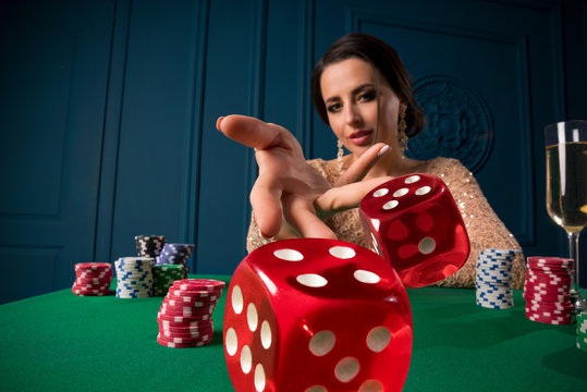 Woman playing in casino