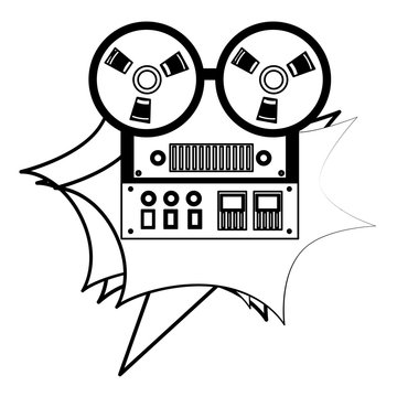 recommend clip art: reel to reel tape recorder retro vintage vector illustration black and white