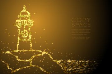 Abstract Shiny Star pattern Lighthouse shape, aquatic and marine life concept design gold color illustration isolated on brown gradient background with copy space, vector eps 10