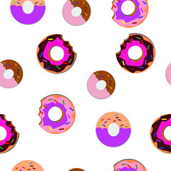 Seamless pattern of colorful donuts illustration vector