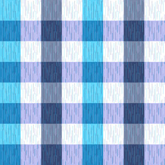 Fototapeta premium Checked, tartan, plaid or striped seamless pattern in white and blue colors. Vector illustration.