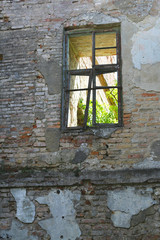 old broken window in castle