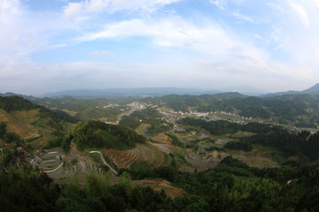 Naklejka premium The landscape of the purple magpie terraces.