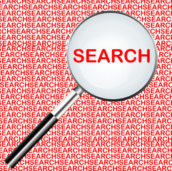Word of search highlighted with red color in magnifier icon or searching icon - 207436742