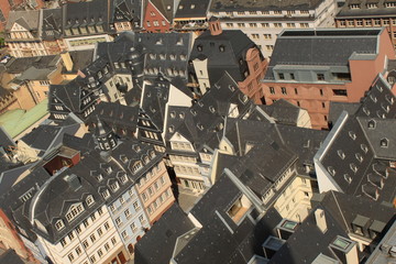 Wiederaufgebaute Altstadtzeile um den Hühnermarkt in Frankfurt