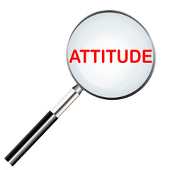 Word of attitude highlighted with red color in magnifier icon or searching icon - 207436777