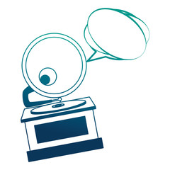 gramophone music retro with speech bubble vector illustration design