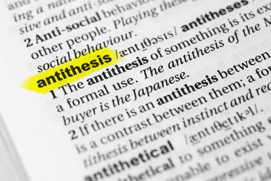 Highlighted English word "antithesis" and its definition in the dictionary