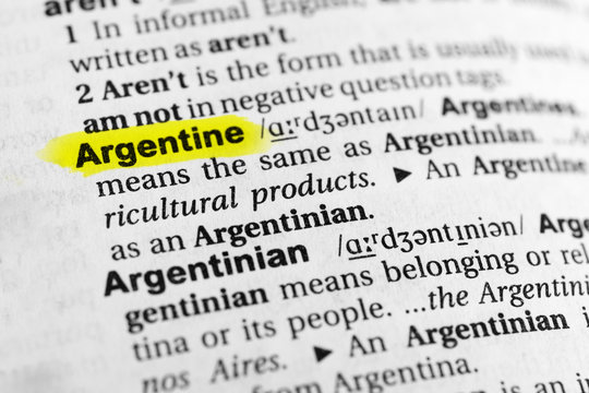Highlighted English word "argentine" and its definition in the dictionary