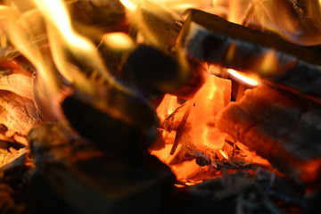 Heat of flame from burning of charcoal