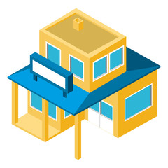 store building exterior isometric icon vector illustration design