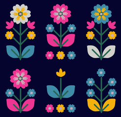 Retro, traditional floral ornament inspired by Ukrainian and Polish  traditional embroider