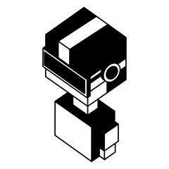 futuristic man with reality virtual mask isometric vector illustration design