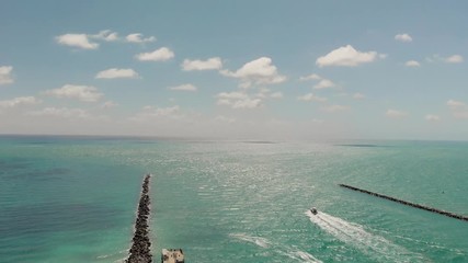 Panoramic aerial view of Miami Beach skyline from South Pointe Park