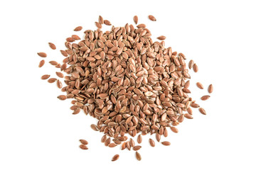 Flax seeds isolated on white background.