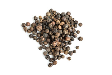 Black pepper isolated on white background.