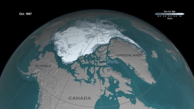 Animation of the sea ice maximum extent thicker ice has changed between 1984 and 2016. Elements of this images furnished by NASA/Goddard Space Flight Center Scientific Visualization Studio 