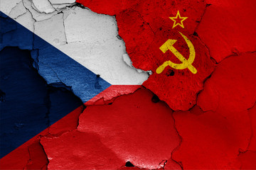 flags of Czech republic and Soviet Union