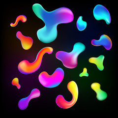 Colorful shapes. Liquid multi-colored bubbles. Abstract background. Lava lamp pattern. Vector illustration.