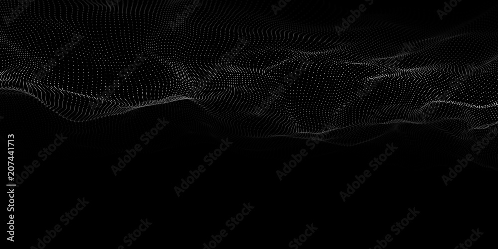 Fototapete Abstract dots pattern. Dots waves. White dots on a black background. Vector background. Vector illustration