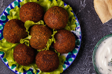 Classic falafel on the plate.