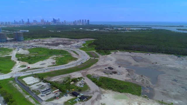 Aerial lateral flight construction landscape
