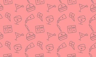 Restaurant food icon pattern seamless outline