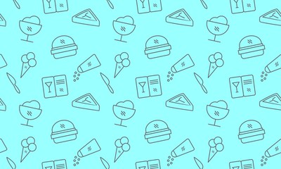 Restaurant food icon pattern seamless outline