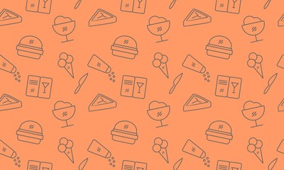 Restaurant food icon pattern seamless outline