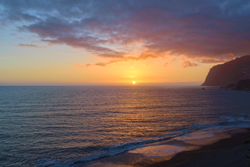 Obraz premium Praia Formosa beach sunset. Madeira island, Portugal. 19.3.2018