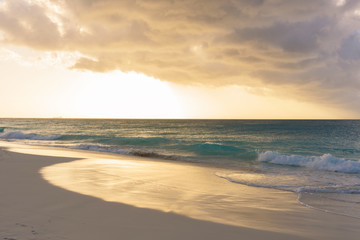 Fototapeta na wymiar Idyllic caribbean beach at sunset