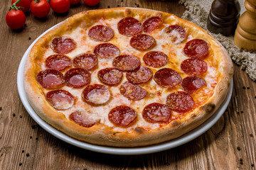 Pepperoni pizza on plate
