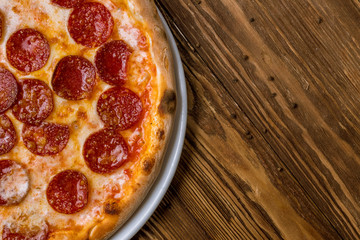 Pepperoni pizza on plate