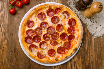 Pepperoni pizza on plate