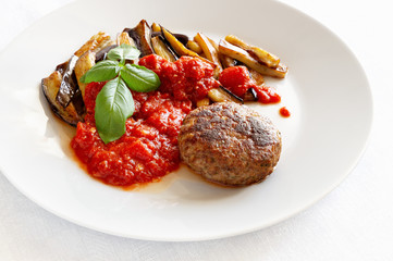 turkey meatball garnished with vegetables