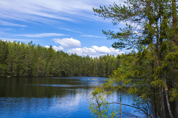 Obraz premium Beautiful lake view, Espoo, Finland