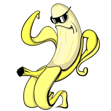 cool banana wearing sunglasses muscular rolling.