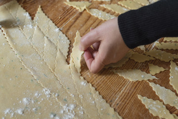 Browse homemade pasta for the Laganas. Typical Italian pasta.