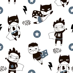 Printed roller blinds Scandinavian style Seamless pattern with cute boy hero. Creative childish texture in scandinavian style. Great for fabric, textile Vector Illustration