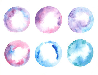 Watercolor collection of soap bubbles. Color elements for wonderful design.