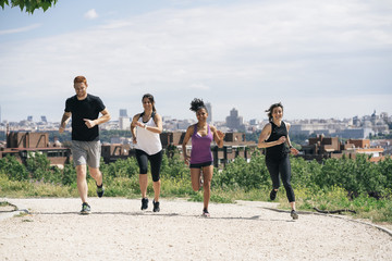 Friends during the workout outdoors